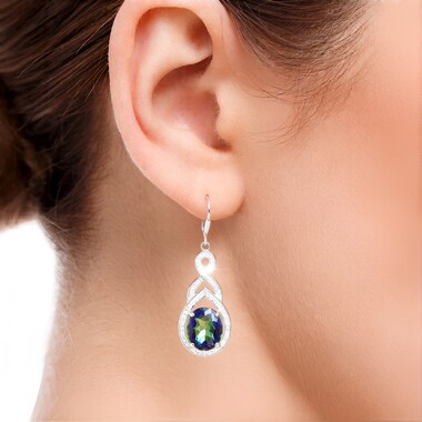 Pendientes en plata con Cuarzo Místico azul