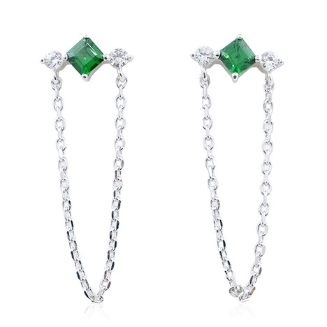 Pendientes en plata con Tsavorita de Tanzania