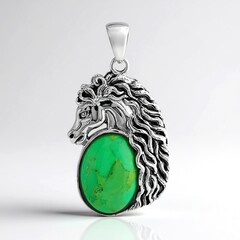 Pendentif en argent et Turquoise verte de Kingman (Faszination Türkis)