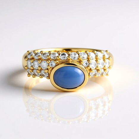 Anello in argento con Opale Blu (KM by Juwelo)