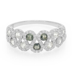 Bague en argent et Saphir vert non chauffé