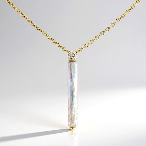 Collana in argento con Perla Keshi (TPC)