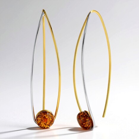 Orecchini in argento con Ambra Baltica Cognac (dagen)