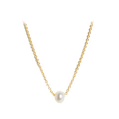 White Freshwater Pearl Silver Necklace (Joias do Paraíso)