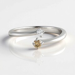 Anello in argento con Diamante Champagne I2