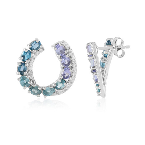Boucles d'oreilles en argent et Topaze bleu de Londres