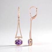 Boucles d'oreilles en argent et Améthyste Rose de France (KM by Juwelo)