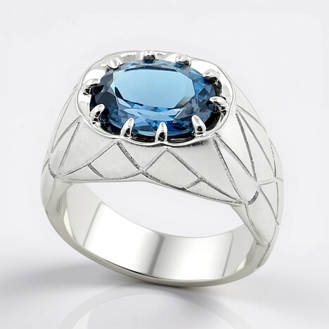 Anello in argento con Topazio Blu Londra (de Melo Essence)