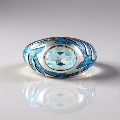 Anello in argento con Topazio Blu Cielo (Adela Silber)