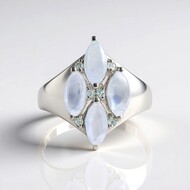 Zilveren ring met Blauwe Maanstenen (KM by Juwelo)