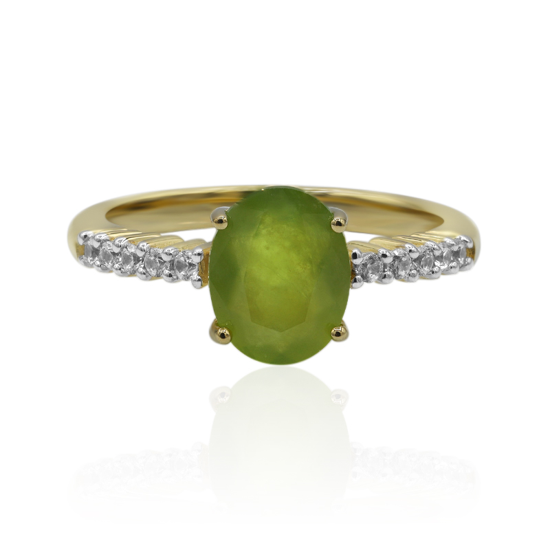 Tenner Ring Brasilianischer grüner Opal 9x7mm 375 Gold Ring, 1,05ct