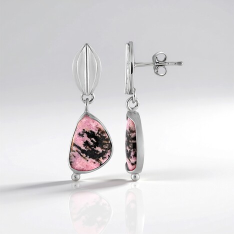 Orecchini in argento con Rodonite Sulavesi (Bali Barong)