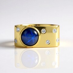 Zilveren ring met een blauwe ster saffier (de Melo Essence)