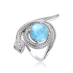 Anillo en plata con Larimar
