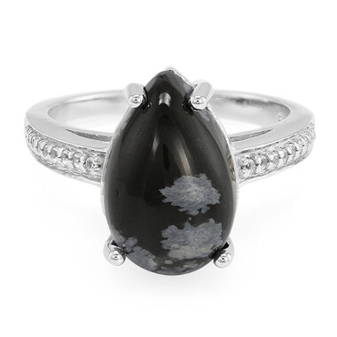 Schneeflocken-Obsidian-Silberring