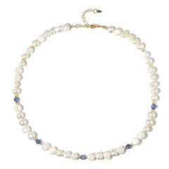 Weiße Süßwasserzuchtperlen-Silberhalskette