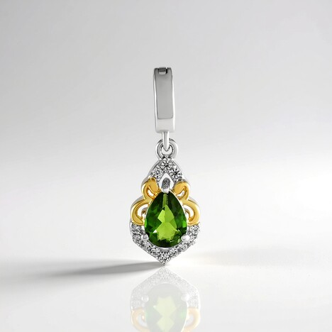 Ciondolo in argento con Diopside Russo