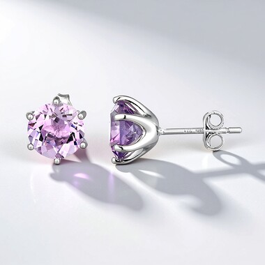 Boucles d'oreilles en argent et Améthyste