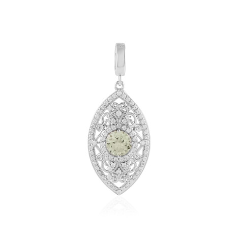 Zilveren hanger met een Merelani munt granaat