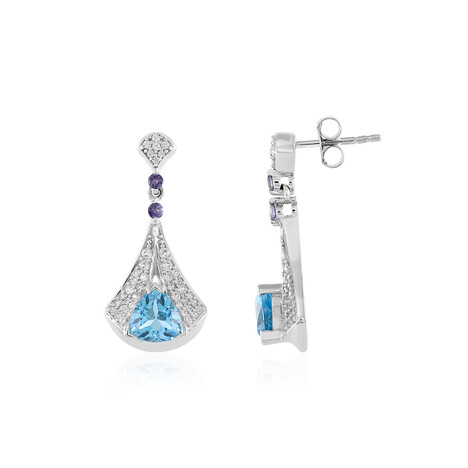 Pendientes en plata con Topacio azul suizo