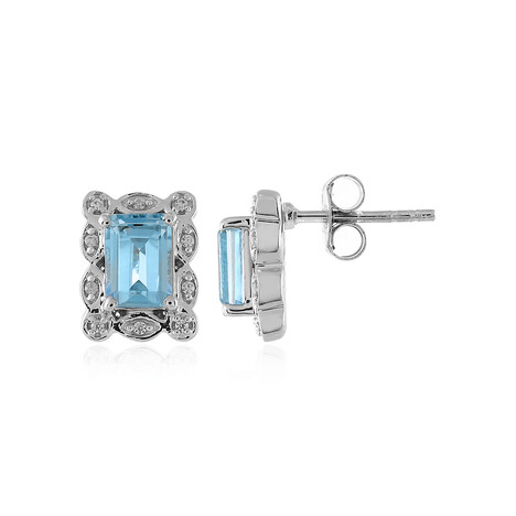 Boucles d'oreilles en argent et Topaze bleu ciel