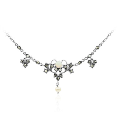 Weißer Opal-Silbercollier