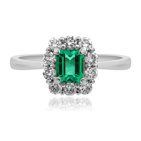 Anillo en platino con Esmeralda de Zambia AAA (CIRARI)