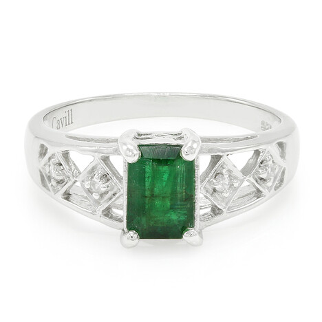 Zilveren ring met een Bahia-smaragd