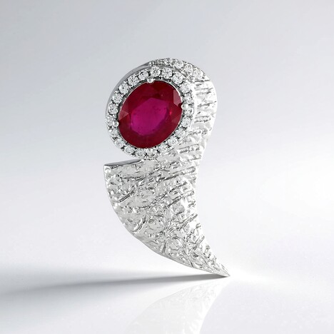 Ciondolo in argento con Rubino Bemainty (MONOSONO COLLECTION)