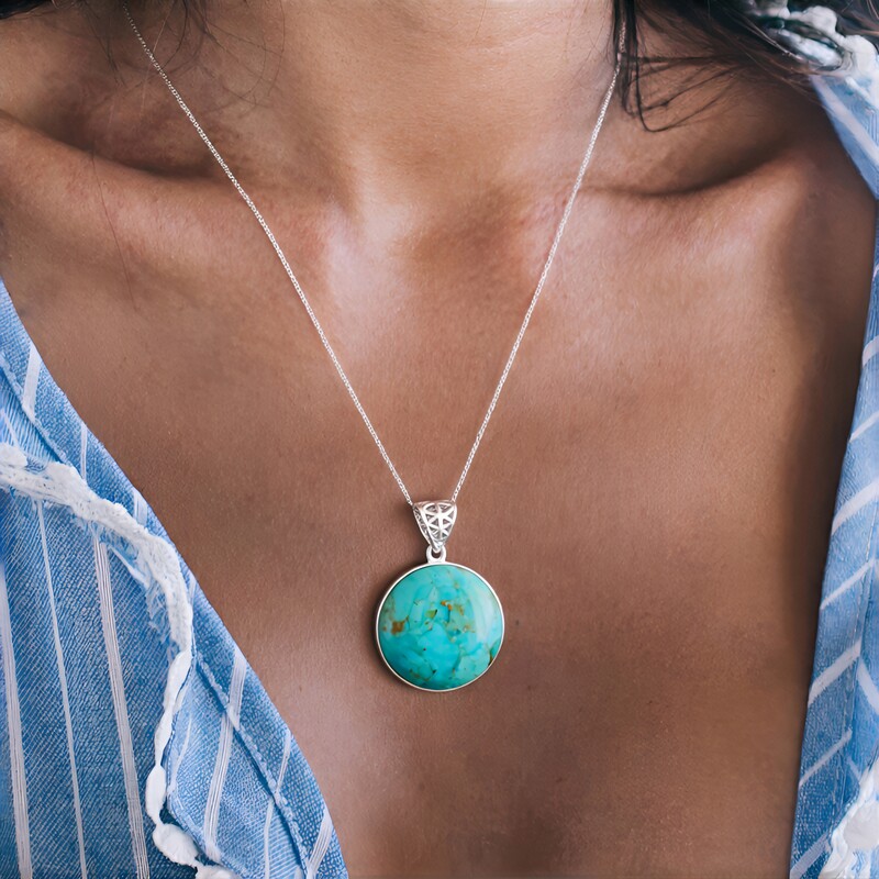 Blauer Kingman Mohave-Türkis-Silberanhänger (Jones Lee)