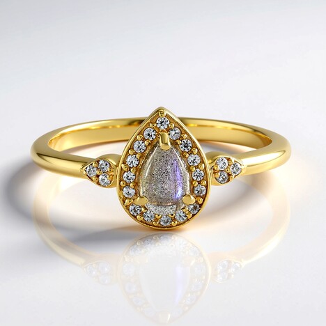 Anello in argento con Labradorite rosa Maniry