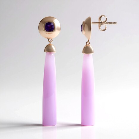 Boucles d'oreilles en argent et Calcédoine lavande (KM by Juwelo)
