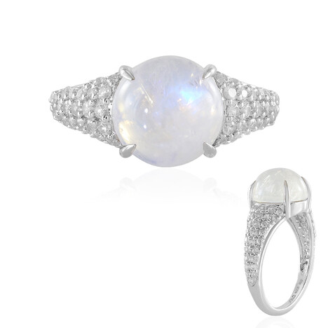 Anello in argento con Pietra di Luna Arcobaleno