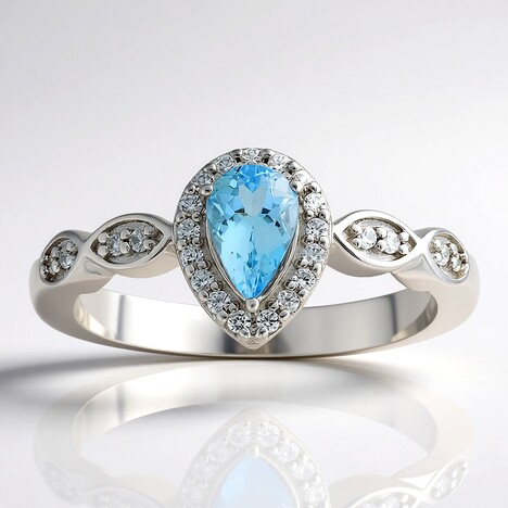 Bague en argent et Aigue-Marine Santa Maria