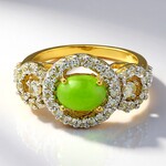 Anello placcato in oro con Crisoprasio Imperiale