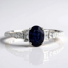 Anello in oro con Zaffiro Ceylon Blu