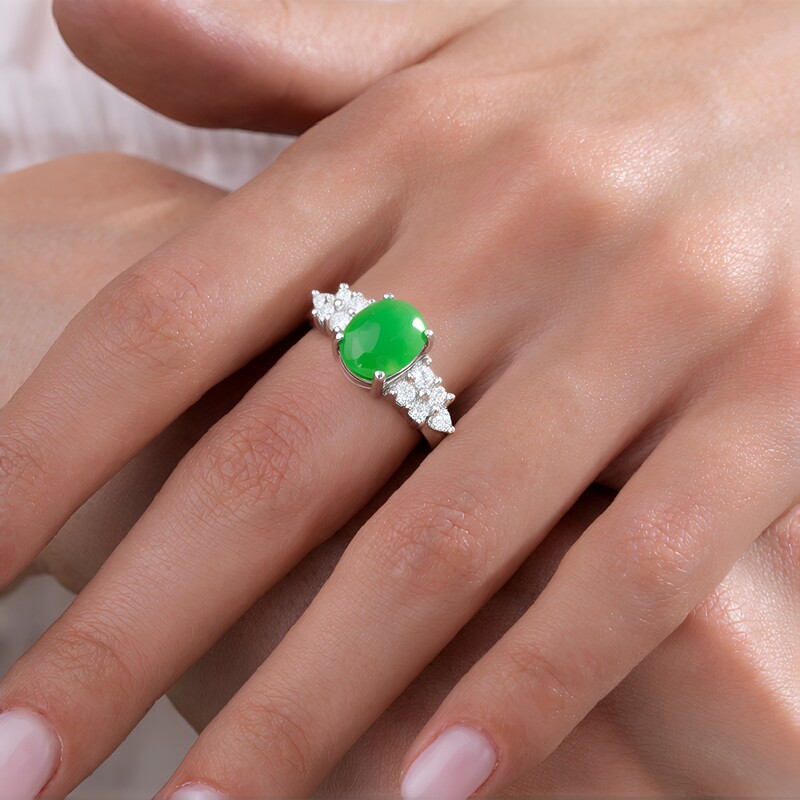 Anello in argento con Crisoprasio Imperiale