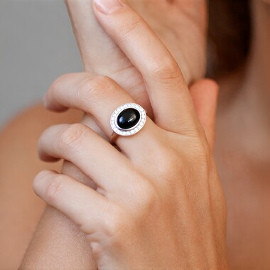 Bague en argent et Diopside étoilé d'Inde
