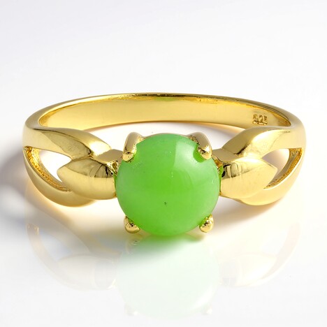 Anello placcato in oro con Crisoprasio Imperiale