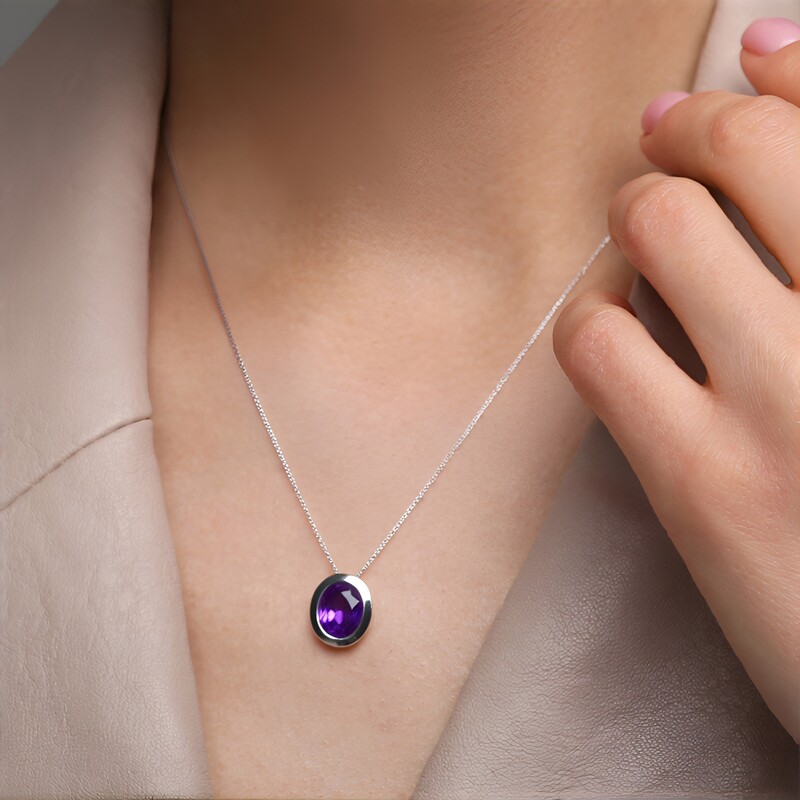Zilveren hanger met een Pastelpaarse Kwarts (MONOSONO COLLECTION)