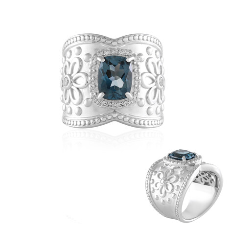 Anello in argento con Topazio Blu Londra (Dallas Prince Designs)