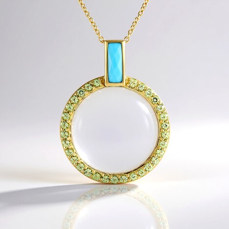 Collana in argento con Pietra di Luna Bianca (KM by Juwelo)