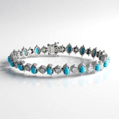 Brazalete en plata con Turquesa bella durmiente (Dallas Prince Designs)