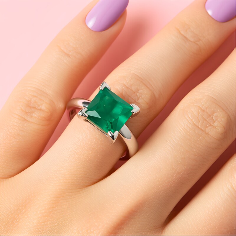 Anillo en plata con Ónix verde