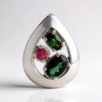 Ciondolo in argento con Tormalina Verde Acqua dal Brasile (Pallanova)