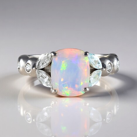 Anello in argento con Opale di Welo AAA (de Melo Essence)