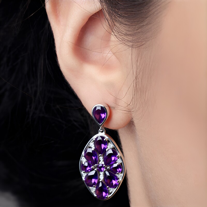 Sambia-Amethyst-Silberohrringe