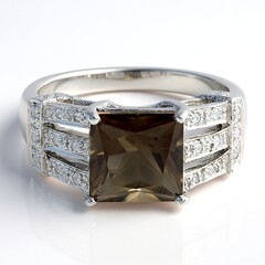 Anello placcato in platino con Quarzo