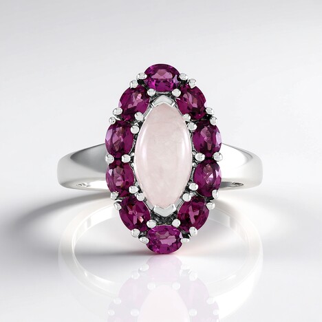 Anello in argento con Quarzo Rosa