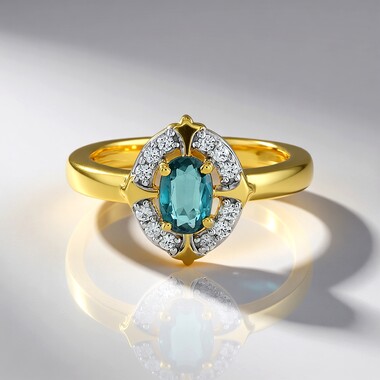 Bague en argent et Kyanite bleu pétrole